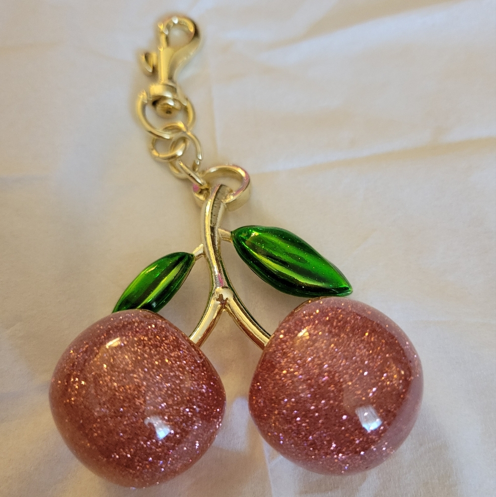 Glitter Cherry Keychain or Bag Charm.